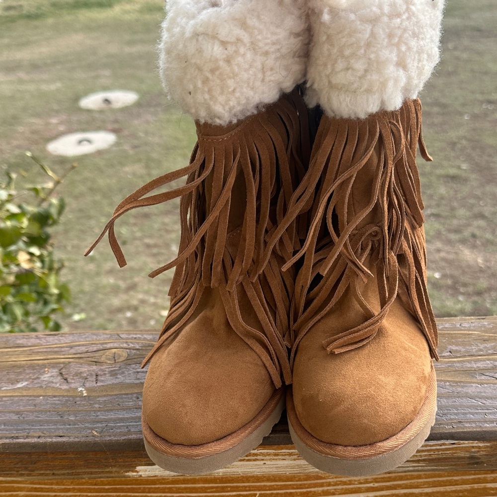 Madden Girl Brown Fringe Ankle Boots